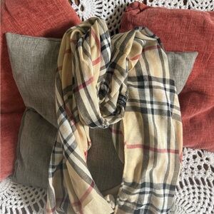 V. FRAAS Beige and Black Plaid Scarf
